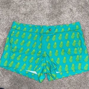 J. Crew Teal Shorts with Lime Pineapple Print